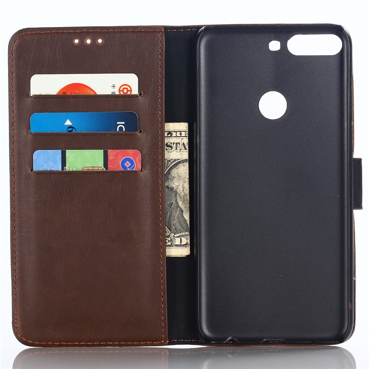 Crazy Horse Texture Retro Style Leather Mobile Casing for Huawei Honor 7C/Enjoy 8/Y7 Prime (2018) - Coffee-3