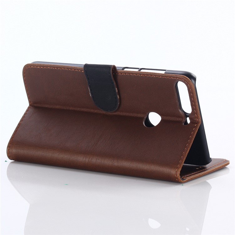 Crazy Horse Texture Retro Style Leather Mobile Casing for Huawei Honor 7C/Enjoy 8/Y7 Prime (2018) - Coffee-4