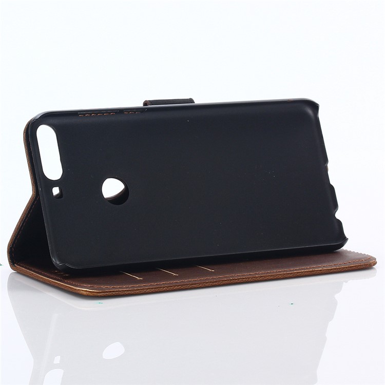 Crazy Horse Texture Retro Style Leather Mobile Casing for Huawei Honor 7C/Enjoy 8/Y7 Prime (2018) - Coffee-5