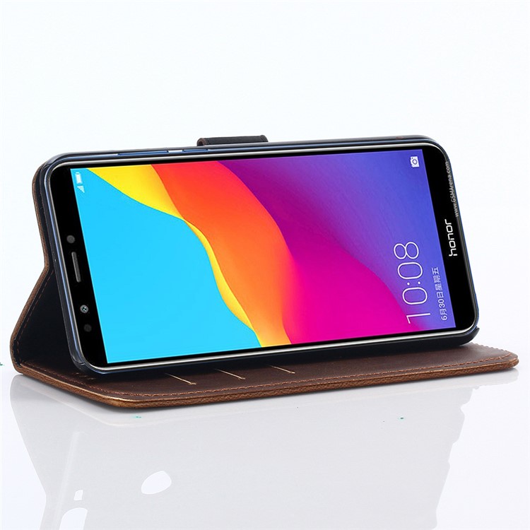 Crazy Horse Texture Retro Style Leather Mobile Casing for Huawei Honor 7C/Enjoy 8/Y7 Prime (2018) - Coffee-8