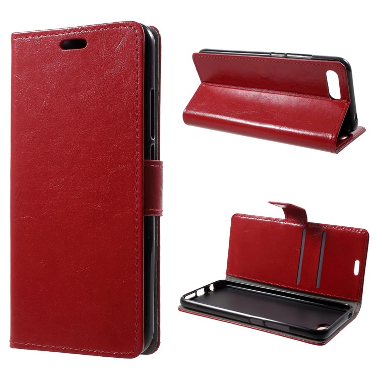 Crazy Horse PU Leather Magnetic Stand Wallet Case for Huawei Honor 10 - Red-1