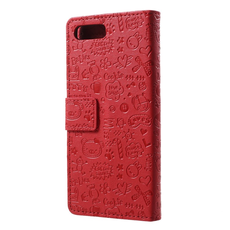 Cartoon Graffiti PU Leather Wallet Stand Case for Huawei Honor 10 - Red-2