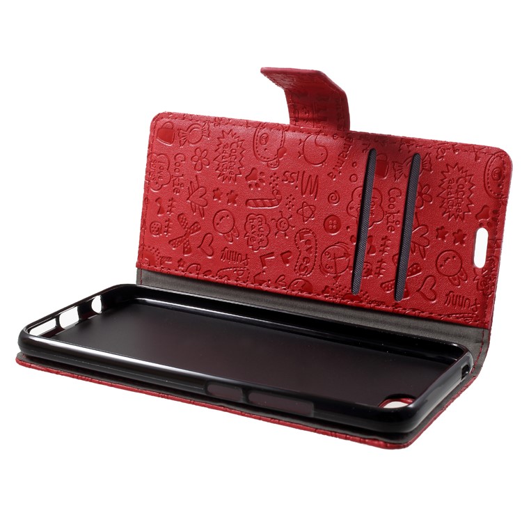 Cartoon Graffiti PU Leather Wallet Stand Case for Huawei Honor 10 - Red-5