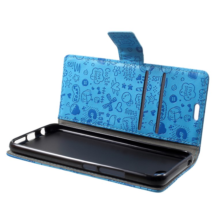 Cartoon Graffiti PU Leather Wallet Stand Mobile Phone Case for Huawei Honor 10 - Blue-5