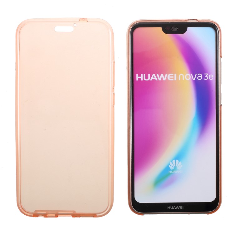 2-in-1 Touchable TPU Case (Front + Back) for Huawei P20 Lite/Nova 3e - Pink-2