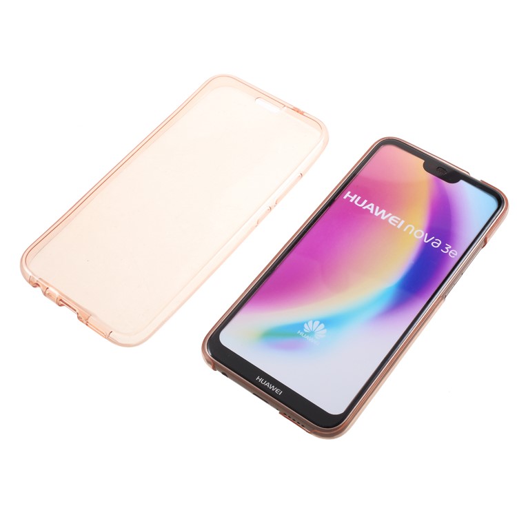 2-in-1 Touchable TPU Case (Front + Back) for Huawei P20 Lite/Nova 3e - Pink-3