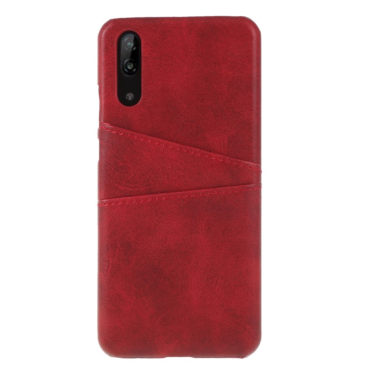 Dual Card Slots PU Leather Coated PC Mobile Cover for Huawei P20 - Red-2