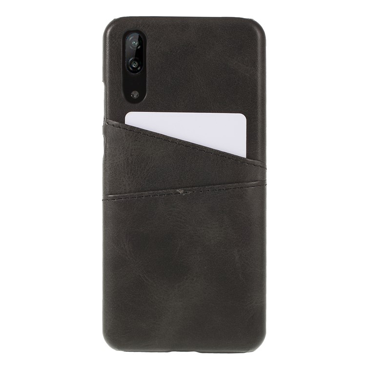 Dual Card Slots PU Leather Coated PC Mobile Case for Huawei P20 - Black-1