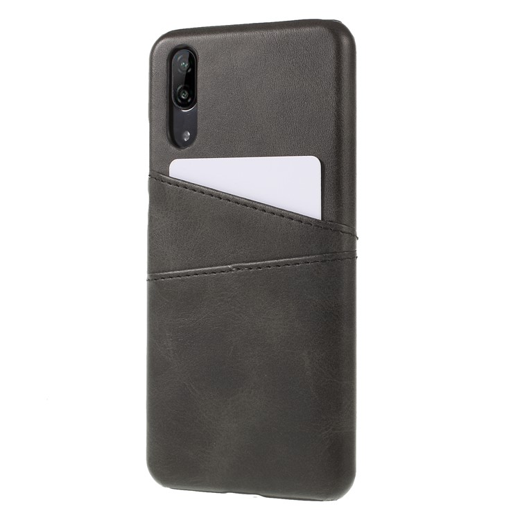 Dual Card Slots PU Leather Coated PC Mobile Case for Huawei P20 - Black-3