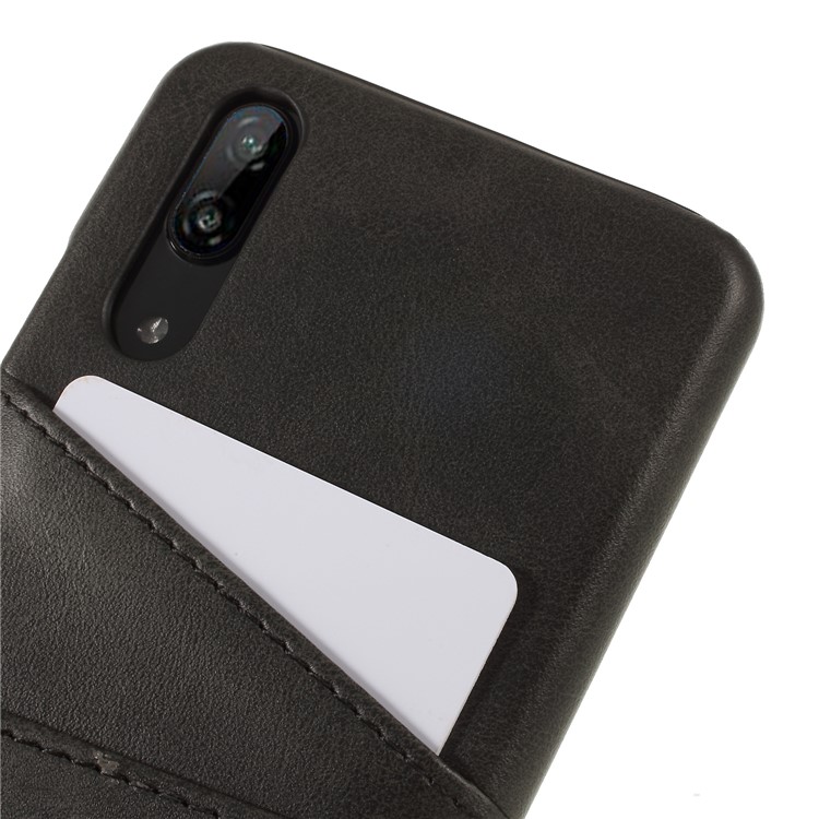 Dual Card Slots PU Leather Coated PC Mobile Case for Huawei P20 - Black-4