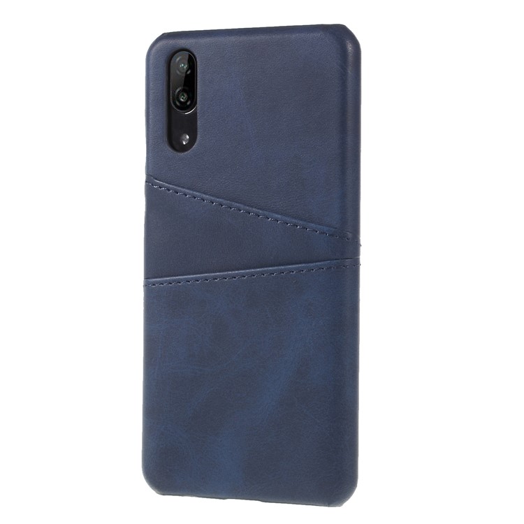 Dual Card Slots PU Leather Coated PC Phone Case for Huawei P20 - Dark Blue-3