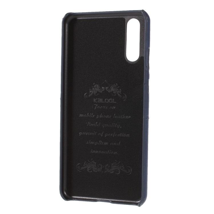 Dual Card Slots PU Leather Coated PC Phone Case for Huawei P20 - Dark Blue-4