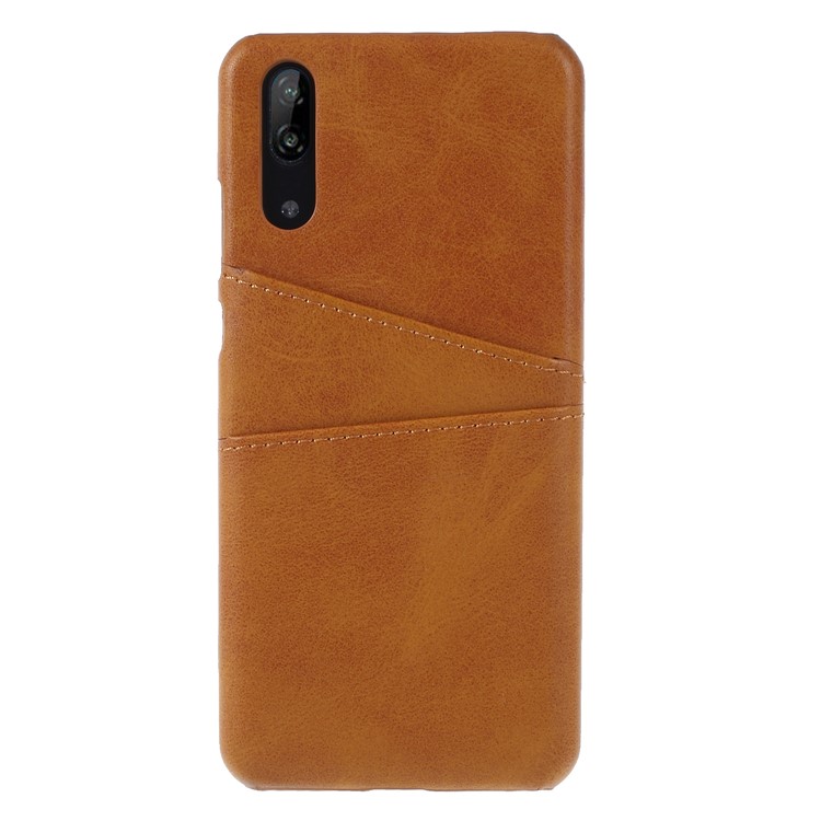 Dual Card Slots PU Leather Coated PC Case Accessory for Huawei P20 - Brown-1