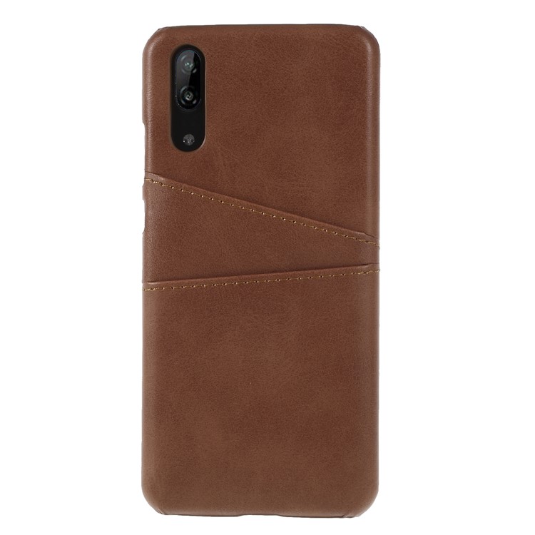 Two Card Slots PU Leather Coated PC Protector Case for Huawei P20 - Coffee-1