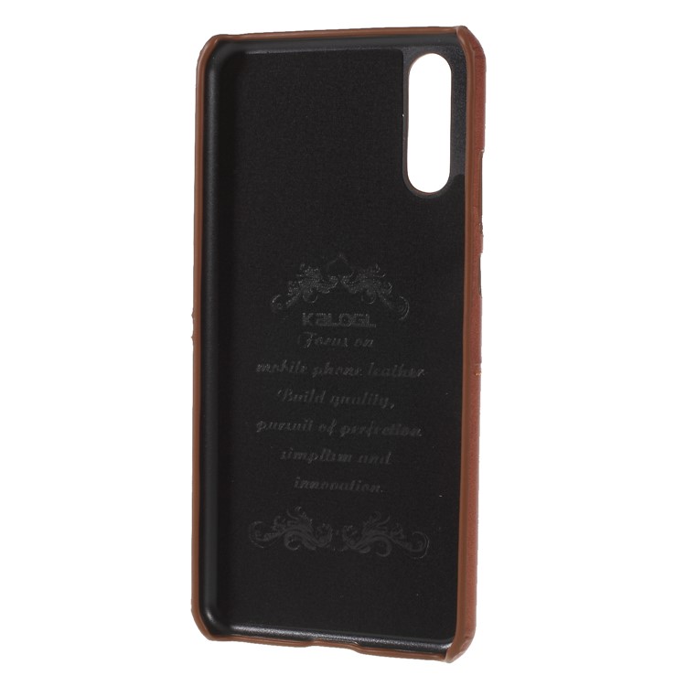 Two Card Slots PU Leather Coated PC Protector Case for Huawei P20 - Coffee-4