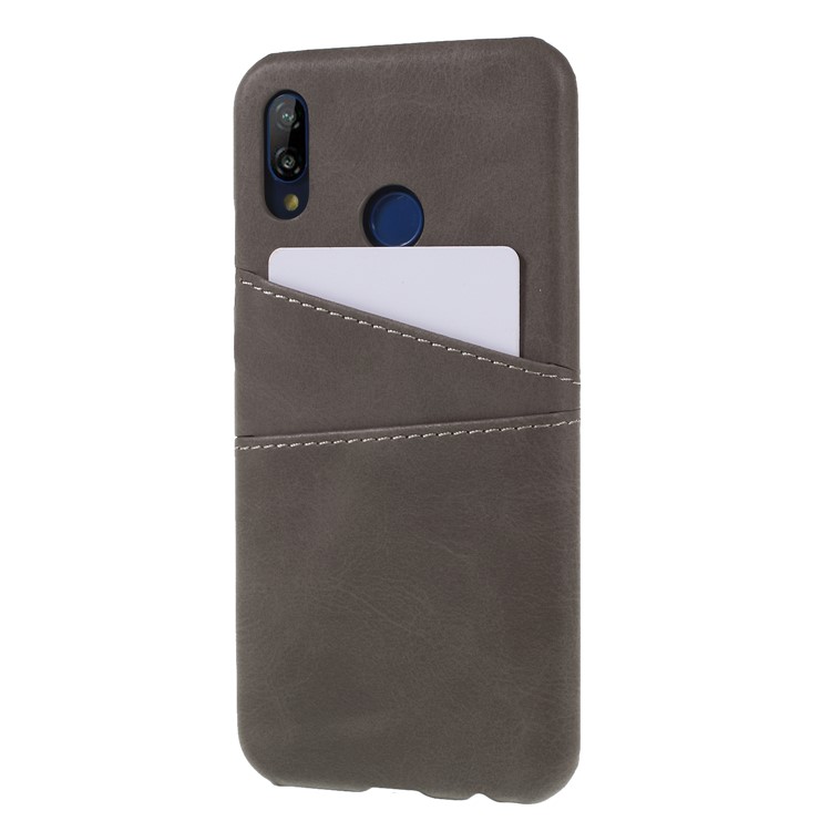 Double Card Slots PU Leather Coated PC Phone Cover for Huawei P20 Lite / Nova 3e - Grey-3