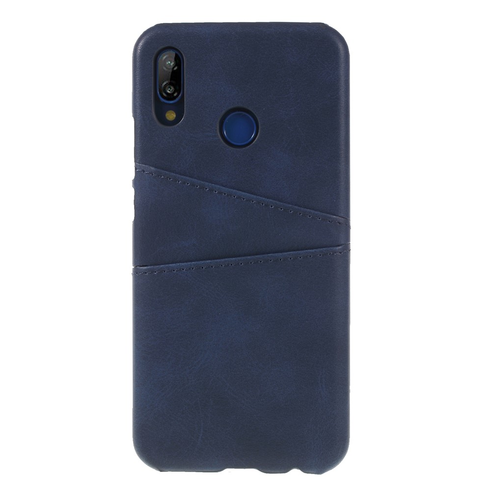 Double Card Slots PU Leather Coated PC Mobile Casing for Huawei P20 Lite / Nova 3e - Dark Blue-1