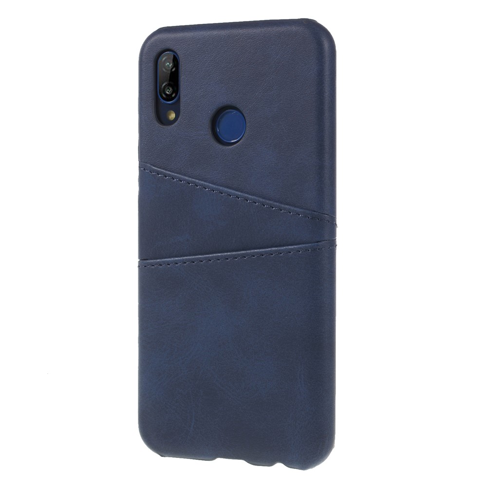 Double Card Slots PU Leather Coated PC Mobile Casing for Huawei P20 Lite / Nova 3e - Dark Blue-3
