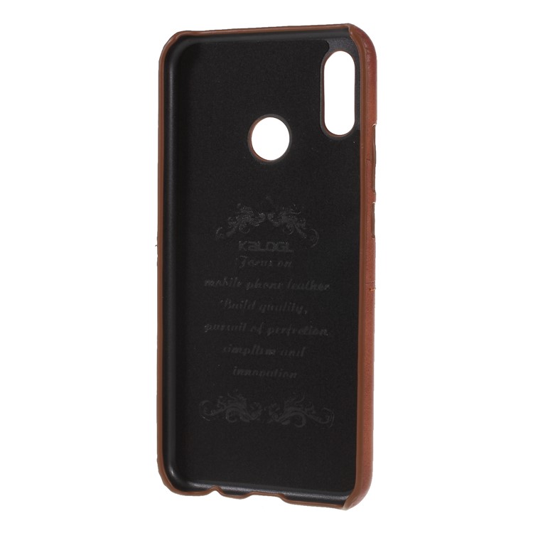 Double Card Slots PU Leather Coated Hard PC Cell Phone Cover for Huawei P20 Lite / Nova 3e - Coffee-4