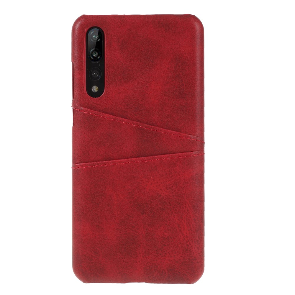 Card Holder PU Leather Coated PC Phone Cover for Huawei P20 Pro - Red-2