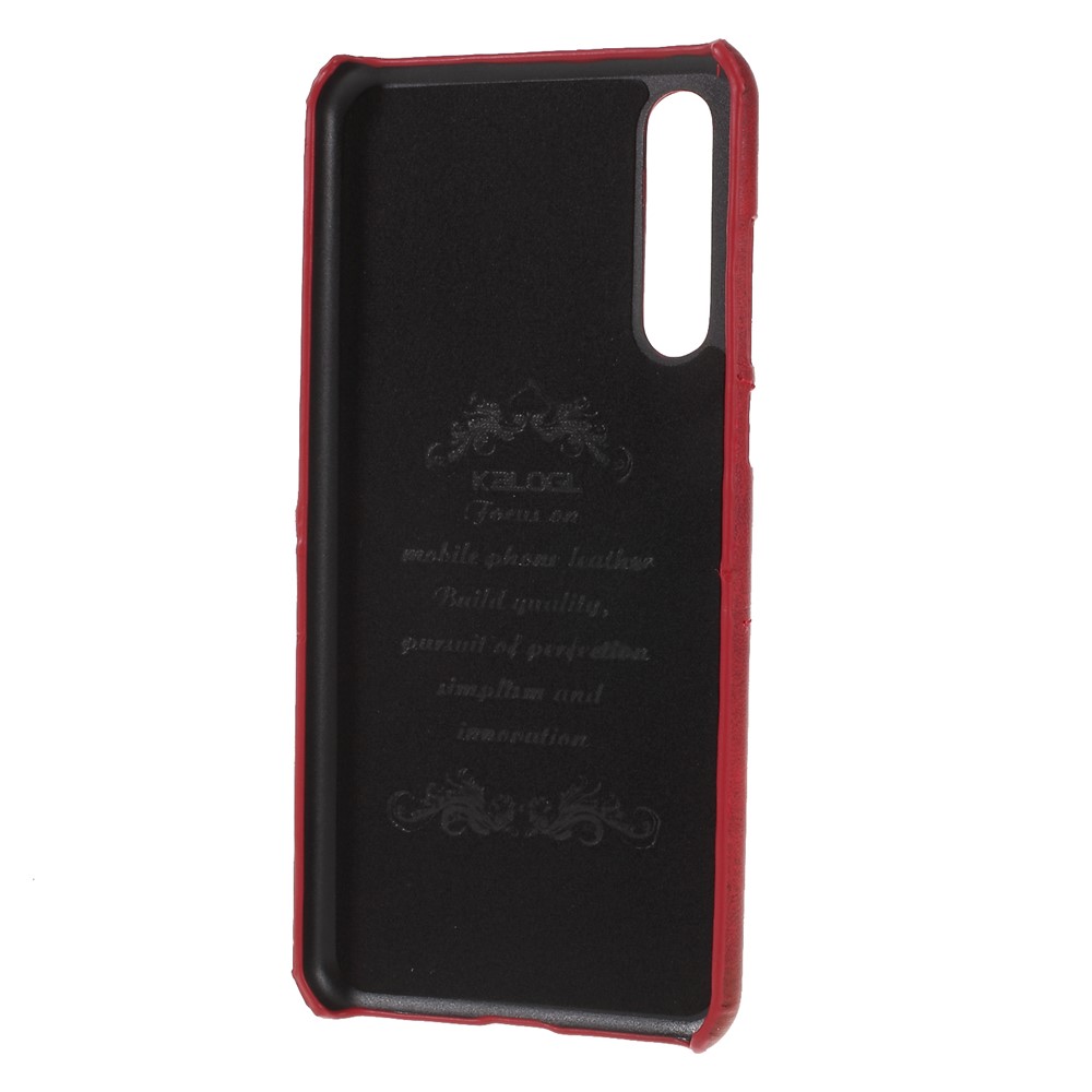 Card Holder PU Leather Coated PC Phone Cover for Huawei P20 Pro - Red-3