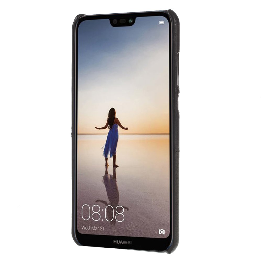 Copertina Per Telefono PC Rivestita in Pelle PU Con Supporto Per Schede Per Huawei P20 Pro - Nero