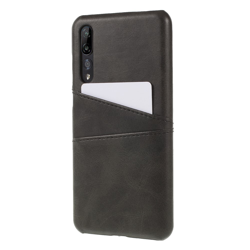 Capa de Telefone Para PC Revestida Com Couro PU Com Porta -cartão Para Huawei P20 Pro - Preto