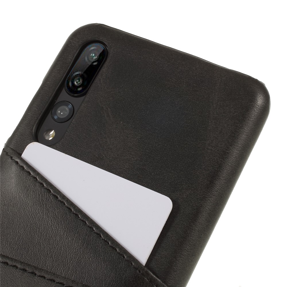 Capa de Telefone Para PC Revestida Com Couro PU Com Porta -cartão Para Huawei P20 Pro - Preto