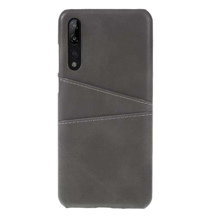 Card Holder PU Leather Coated PC Case Accessory for Huawei P20 Pro - Grey-1