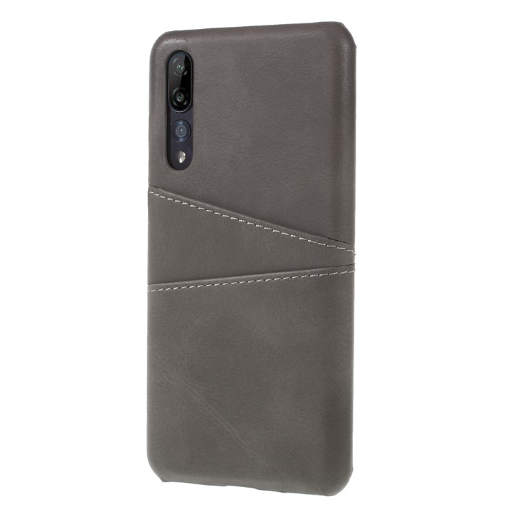 Card Holder PU Leather Coated PC Case Accessory for Huawei P20 Pro - Grey-3