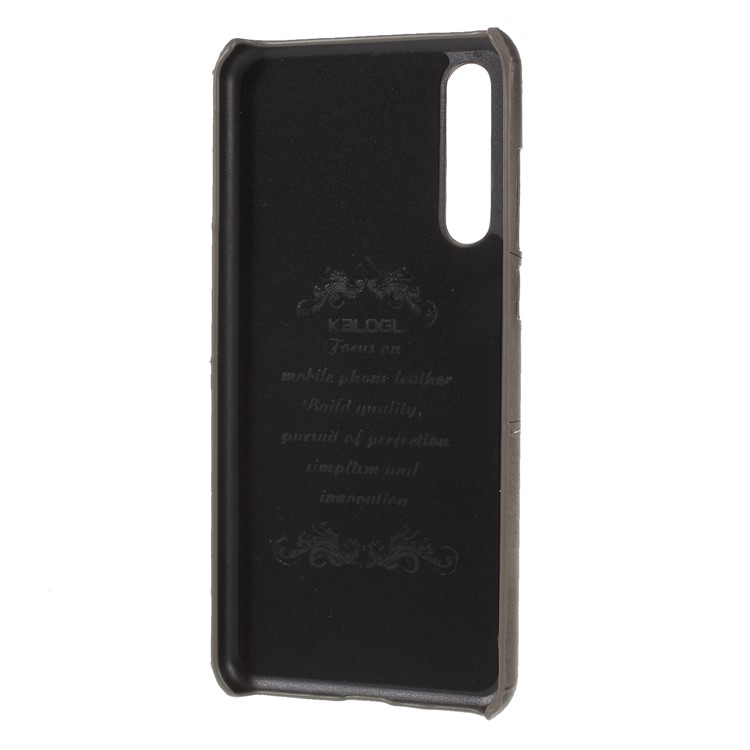 Card Holder PU Leather Coated PC Case Accessory for Huawei P20 Pro - Grey-4