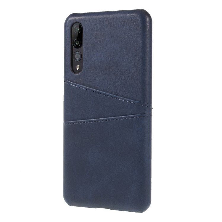 Card Holder PU Leather Coated PC Back Protection Case for Huawei P20 Pro - Dark Blue-3