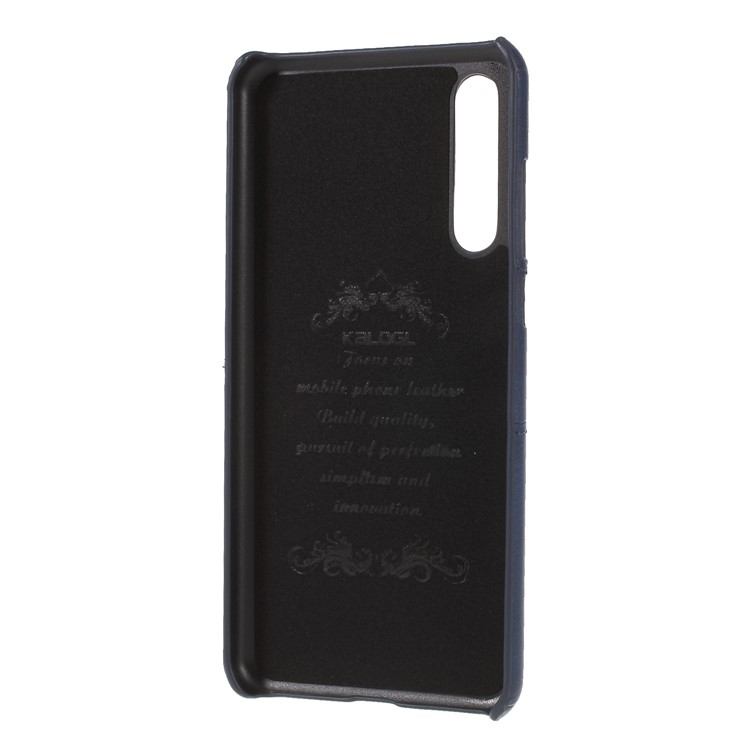 Card Holder PU Leather Coated PC Back Protection Case for Huawei P20 Pro - Dark Blue-4