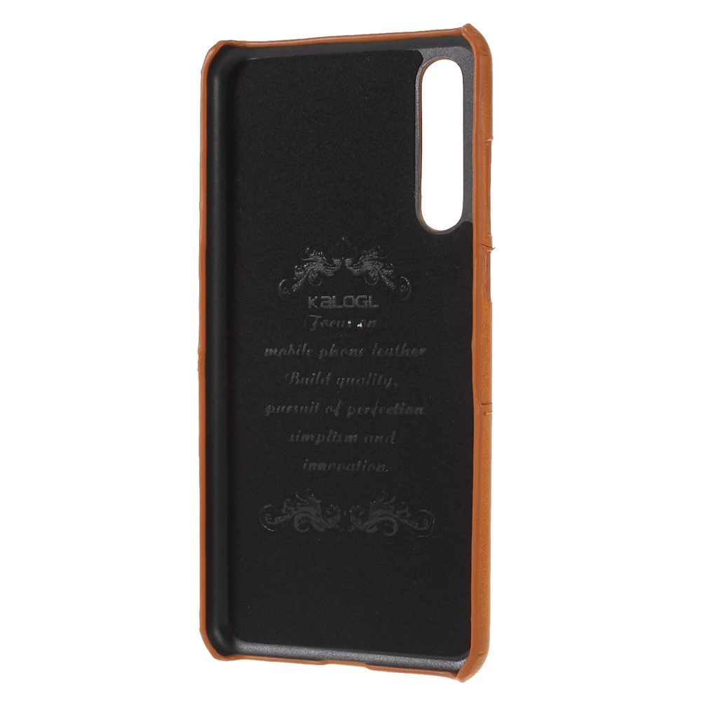 For Huawei P20 Pro Card Holder PU Leather Coated PC Cover Shell - Yellow-3