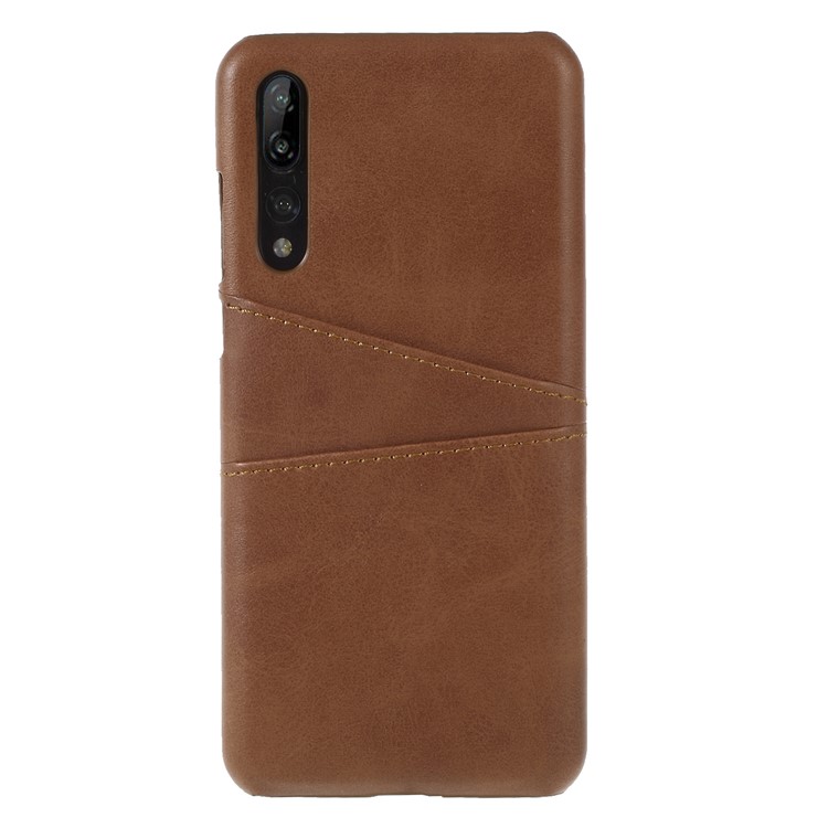 Card Holder PU Leather Coated Plastic Mobile Casing for Huawei P20 Pro - Brown-1