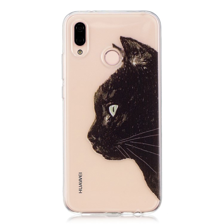 Pattern Printing TPU Case for Huawei P20 Lite / Nova 3e - Black Cat-1