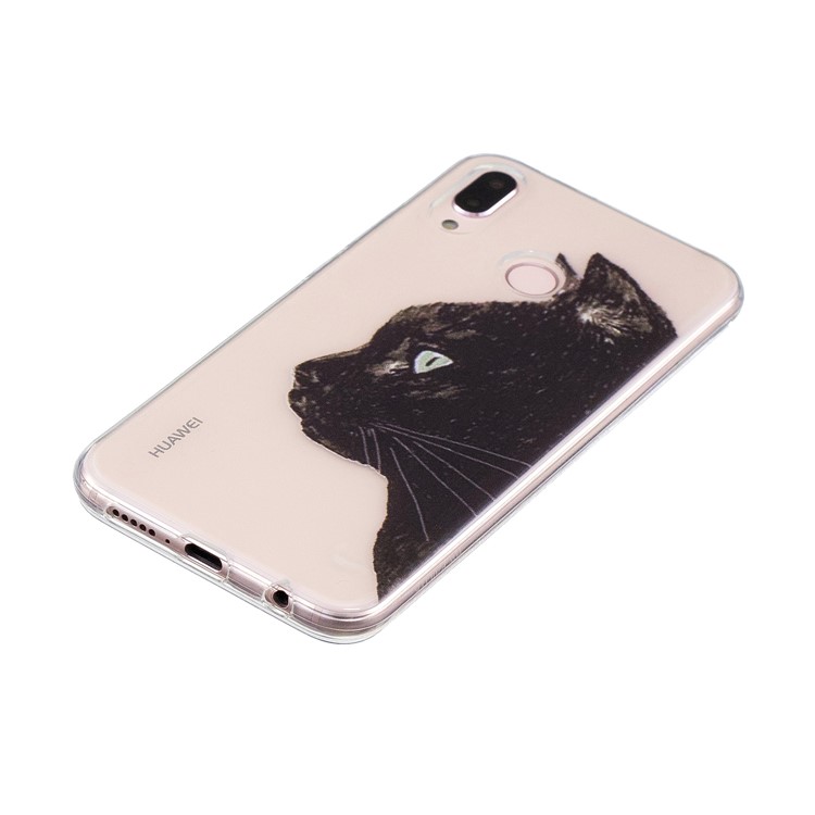 Pattern Printing TPU Case for Huawei P20 Lite / Nova 3e - Black Cat-2