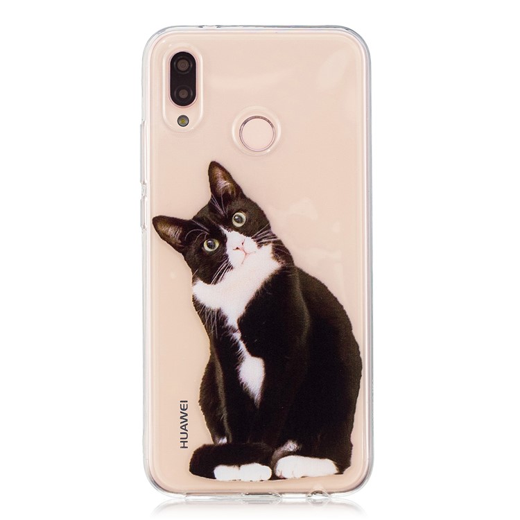 Pattern Printing TPU Gel Case for Huawei P20 Lite / Nova 3e - Black and White Cat-1