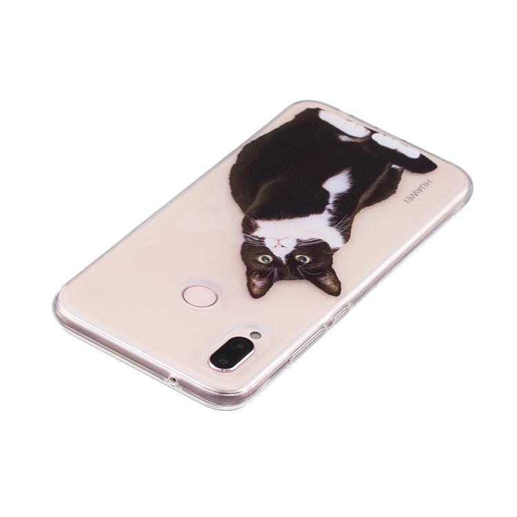 Pattern Printing TPU Gel Case for Huawei P20 Lite / Nova 3e - Black and White Cat-3