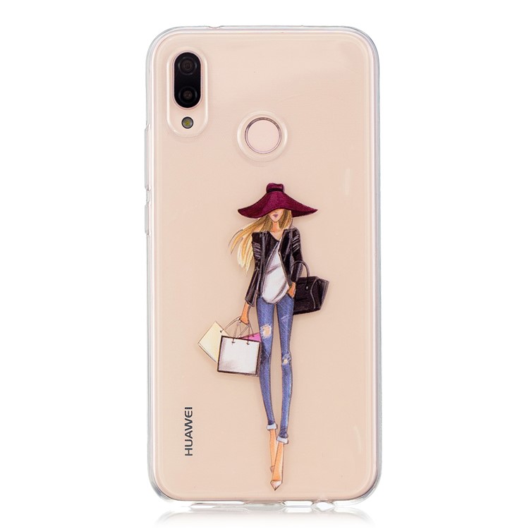 Pattern Printing TPU Cell Phone Case for Huawei P20 Lite / Nova 3e - Girl in Jeans-1