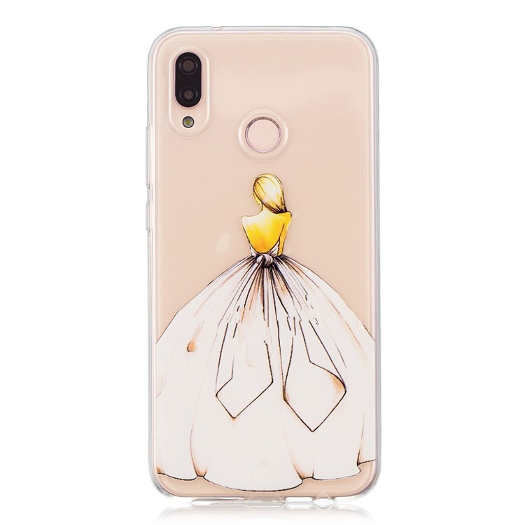 Pattern Printing TPU Case Accessory for Huawei P20 Lite / Nova 3e - Girl in Backless Dress-1