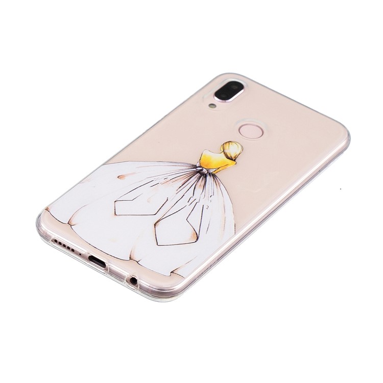 Pattern Printing TPU Case Accessory for Huawei P20 Lite / Nova 3e - Girl in Backless Dress-2