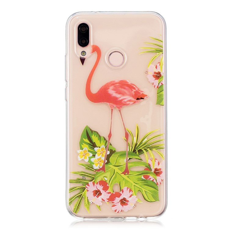 Pattern Printing TPU Case Shell for Huawei P20 Lite / Nova 3e - Flamingo and Flowers-1