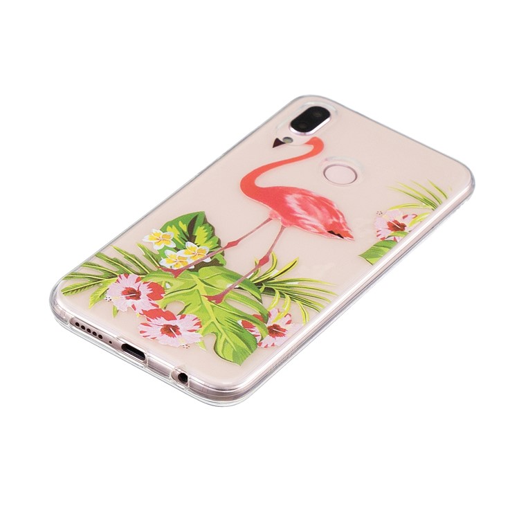 Pattern Printing TPU Case Shell for Huawei P20 Lite / Nova 3e - Flamingo and Flowers-2