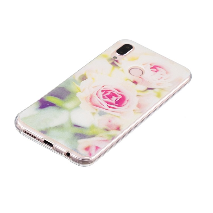 Pattern Printing TPU Protection Shell Case for Huawei P20 Lite / Nova 3e - Flower Pattern-2