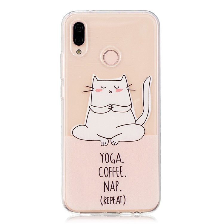 For Huawei P20 Lite/Nova 3e (China) Patterned Soft TPU Phone Cellphone Case - Yoga Coffee Nap-1