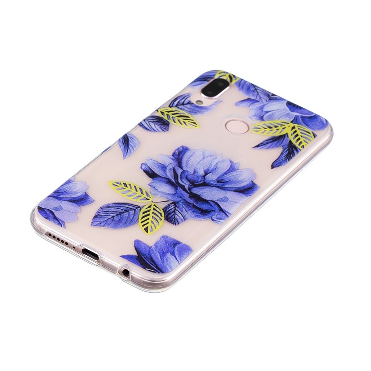 For Huawei P20 Lite/Nova 3e (China) Patterned Flexible TPU Cellphone Cover - Blue Flowers-2