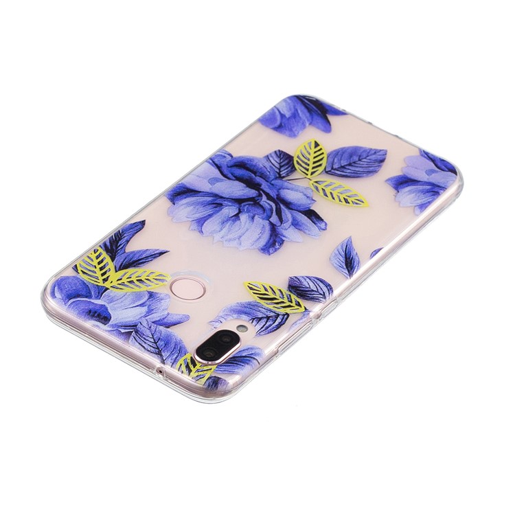 For Huawei P20 Lite/Nova 3e (China) Patterned Flexible TPU Cellphone Cover - Blue Flowers-3