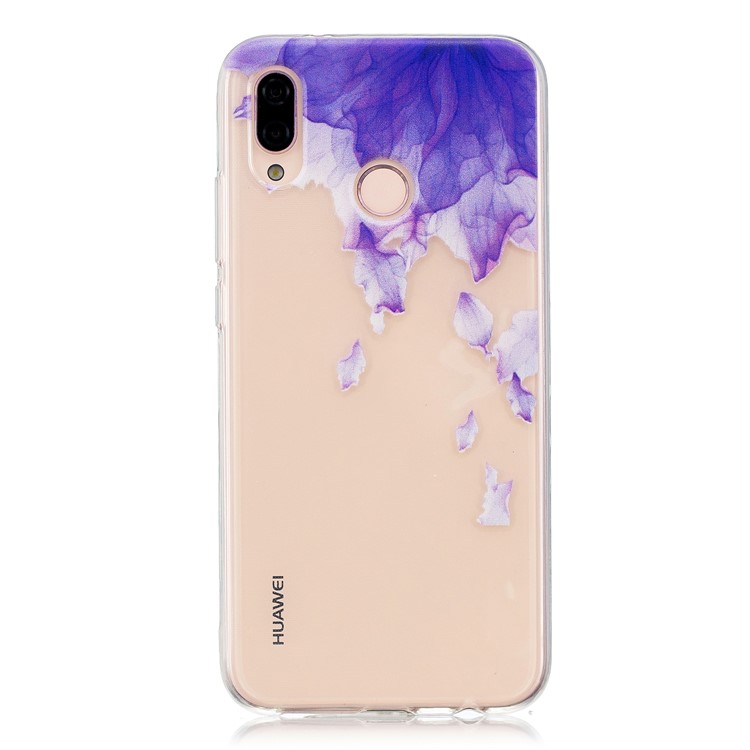 Pattern Printing TPU Jelly Phone Case for Huawei P20 Lite/Nova 3e (China) - Purple Flower-1