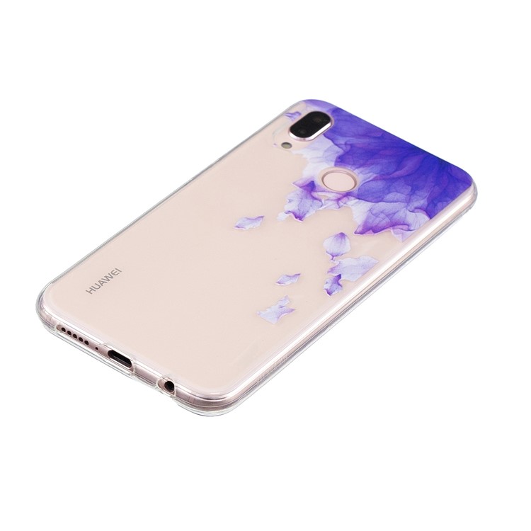 Pattern Printing TPU Jelly Phone Case for Huawei P20 Lite/Nova 3e (China) - Purple Flower-2